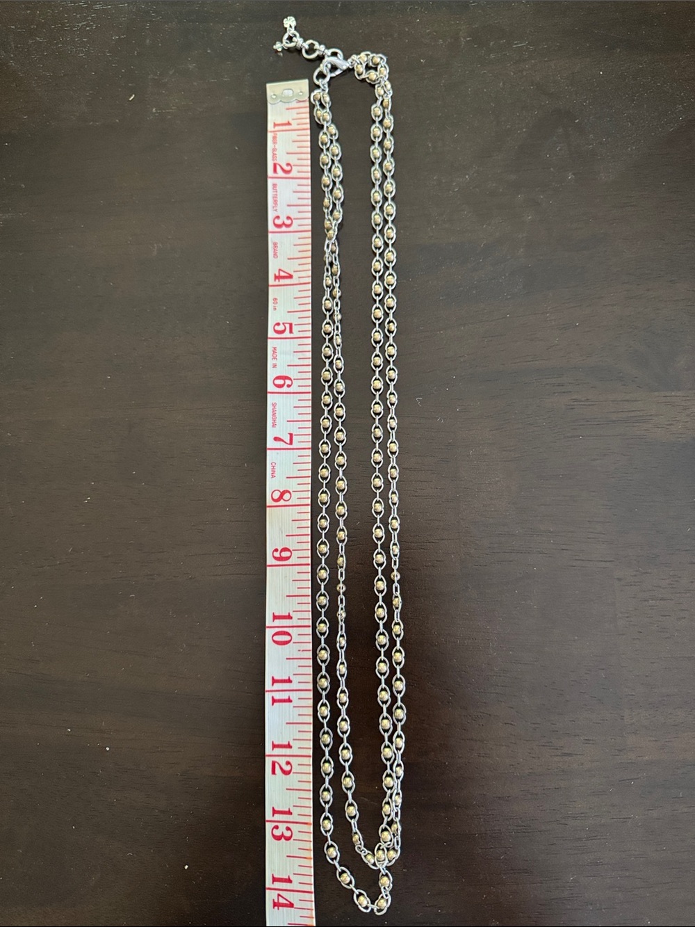 Lucky brand Silver-Tone Double Chain Necklace with Yellow Brass Tone Beads